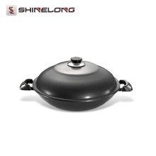 S212 Dia 340mm / Dia 360mm / Dia 400mm alliage d&#39;aluminium Wok anti-adhésif avec couvercle